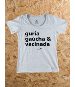 Baby Look Guria, Gaúcha e Vacinada - Mescla Cinza